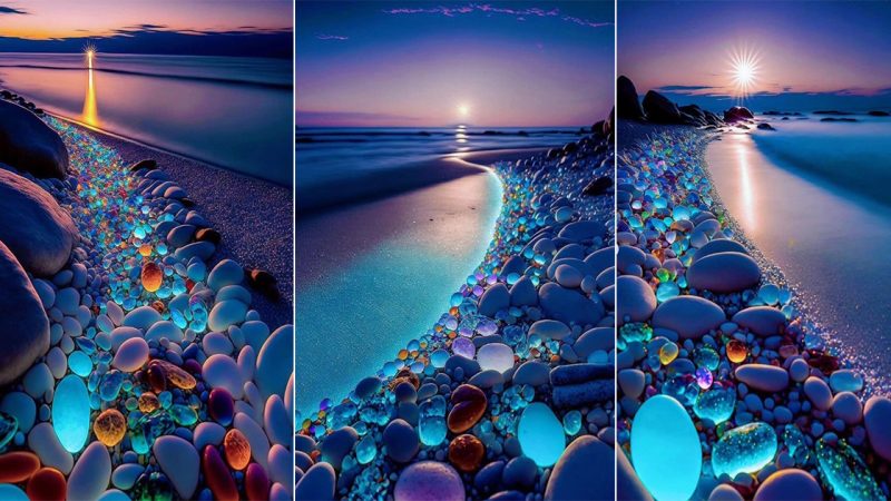 Sparkling Gemstone Beauty Alongside the Ocean Waves