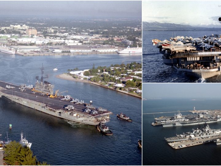 The USS Coral Sea (CV-43) Graceful Arrival into Port