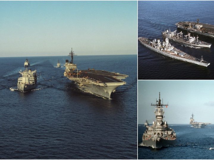 USNS Kawishiwi (T-AO-146) Replenishes USS Missouri (BB-63) and USS Kitty Hawk (CV-63) – July 25, 1986