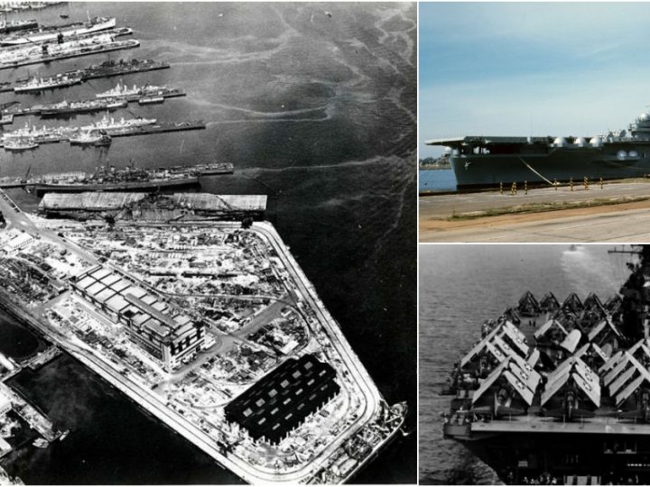 Ex-USS Bunker Hill moored in San Diego circa 1968.