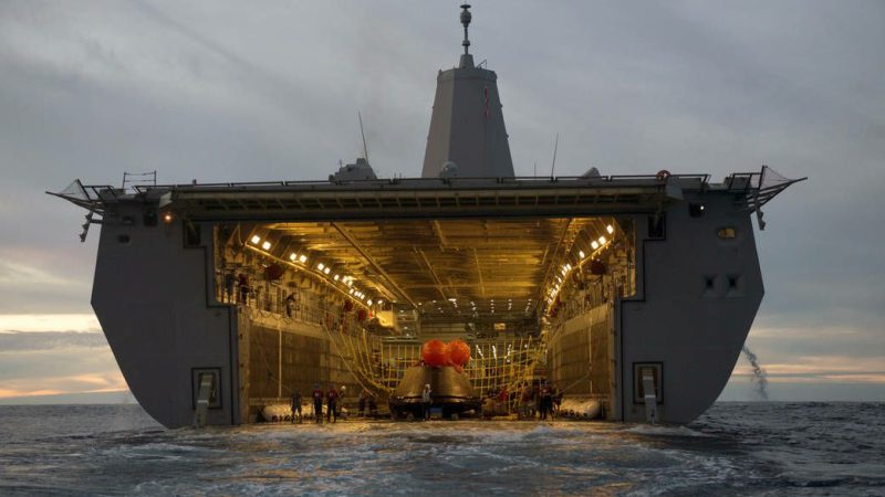 Orion Spacecraft Recovered in USS Anchorage Well Deck, December 5, 2014